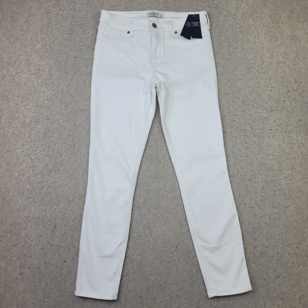 Abercrombie Fitch Jean Legging Mid Rise Womens 4S 27 Short White Denim‎ NEW